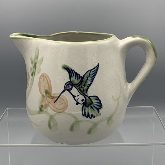 Vtg Louisville Stoneware Water Juice Glazed Pitcher Bird Hummingbird Chickadee - Picture 4 of 11